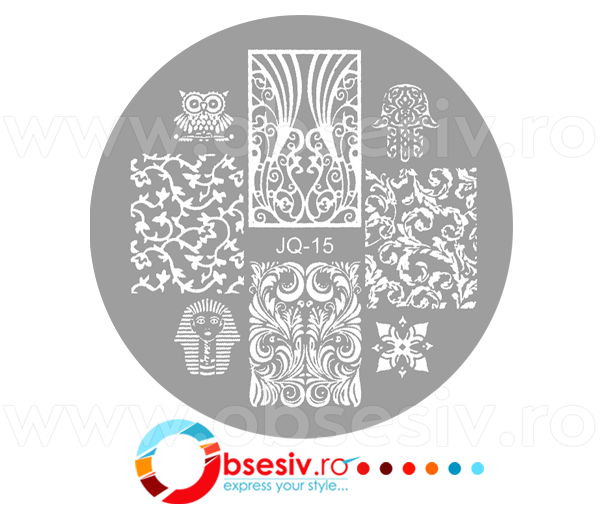 Stampile unghii pe suport metalic, JQ-15, matrite unghii gravate adanc